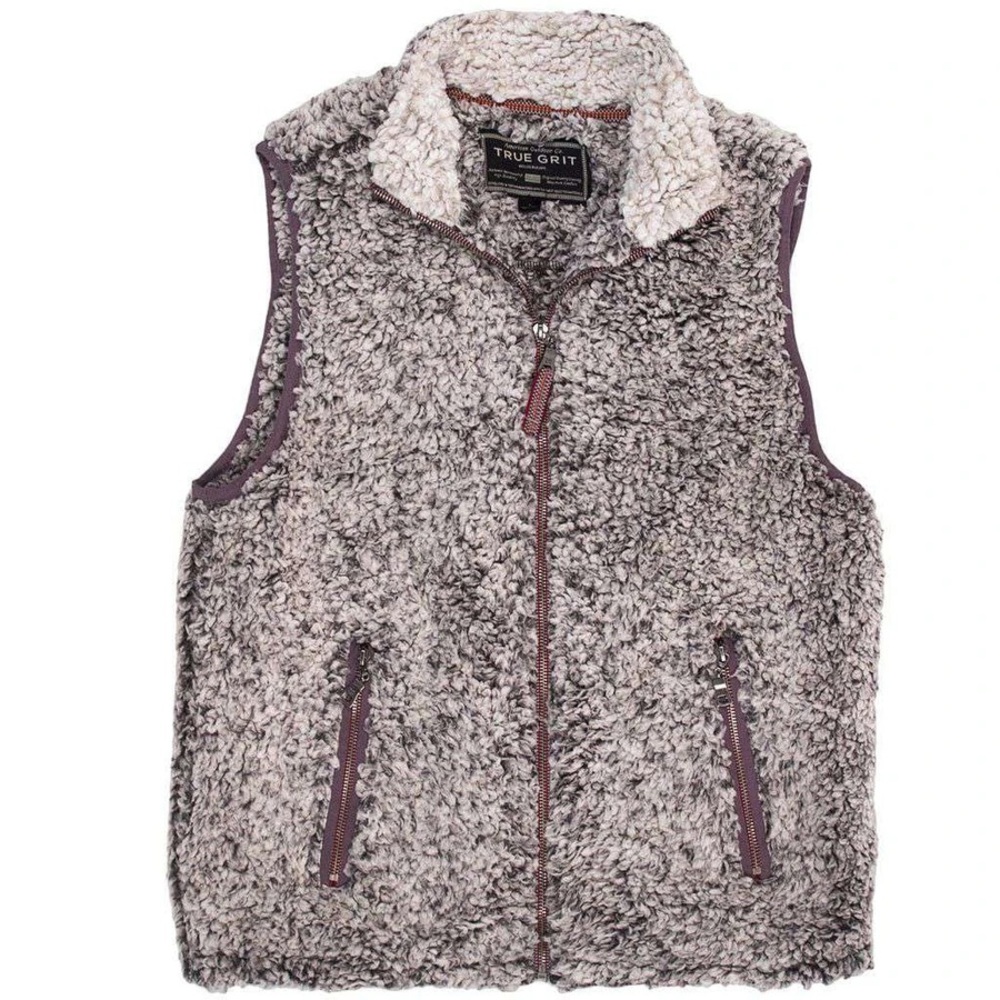 True Grit Frosty Tipped Double Up Vest in Charcoal
